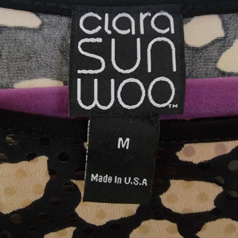 CLARA SUNWOO Black and Tan Abstract Blouse - Picture 3 of 3